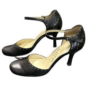 KENNETH COLE Reaction Black Leather Ankle Buckle Pumps Size 5.5